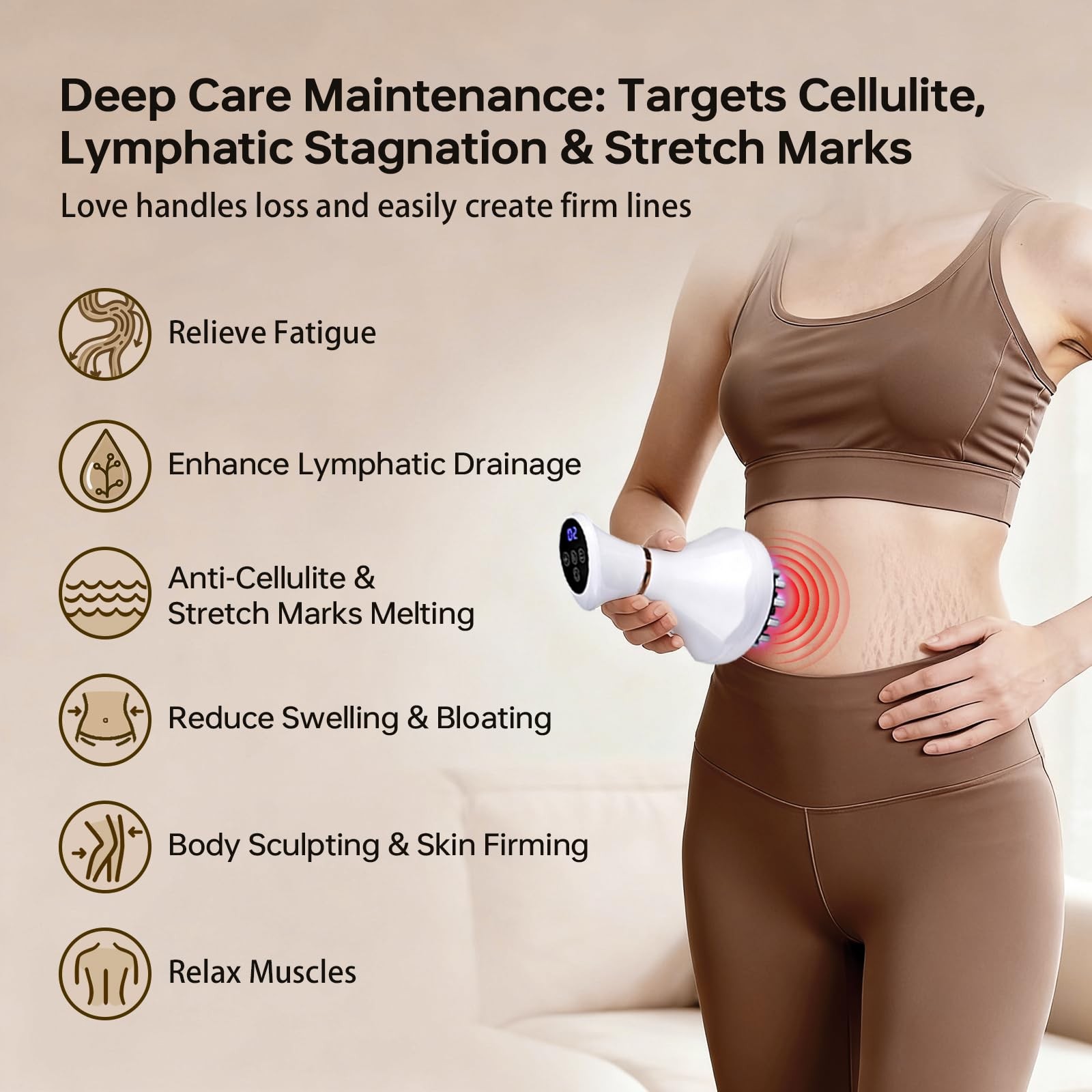 Fufadade Lymphatic Drainage Massager4-In-1 Electric Body Sculpting Brushhelps