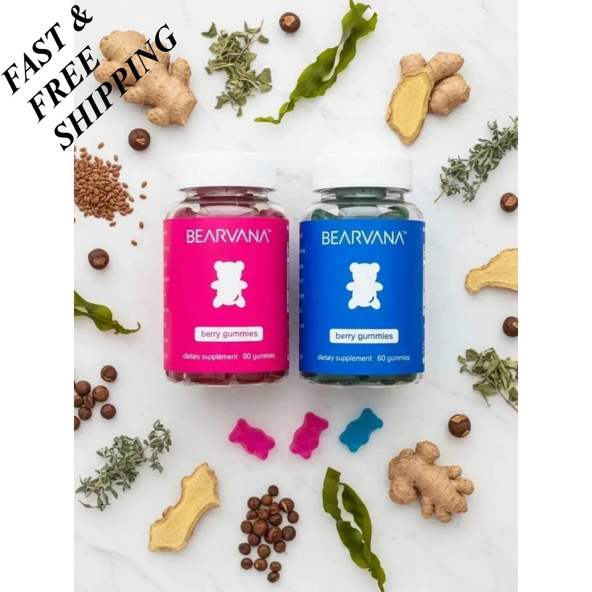 BEARVANA Combo Gummies – Women’s Support & Fitness Aid, Delicious Berry Flavor+