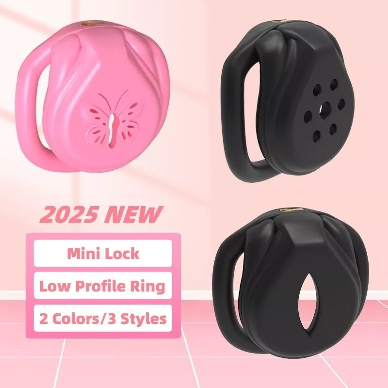 2025 NEW 3D Print Super Small Flat Cage Male Chastity Device Mini Lock w/4 Rings