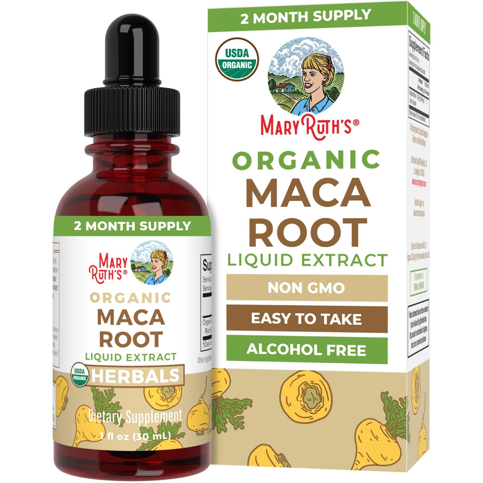 Organic Maca Root Liquid Drops – Vegan, Non-GMO, Gluten-Free, Alcohol-Free, 1 Fl