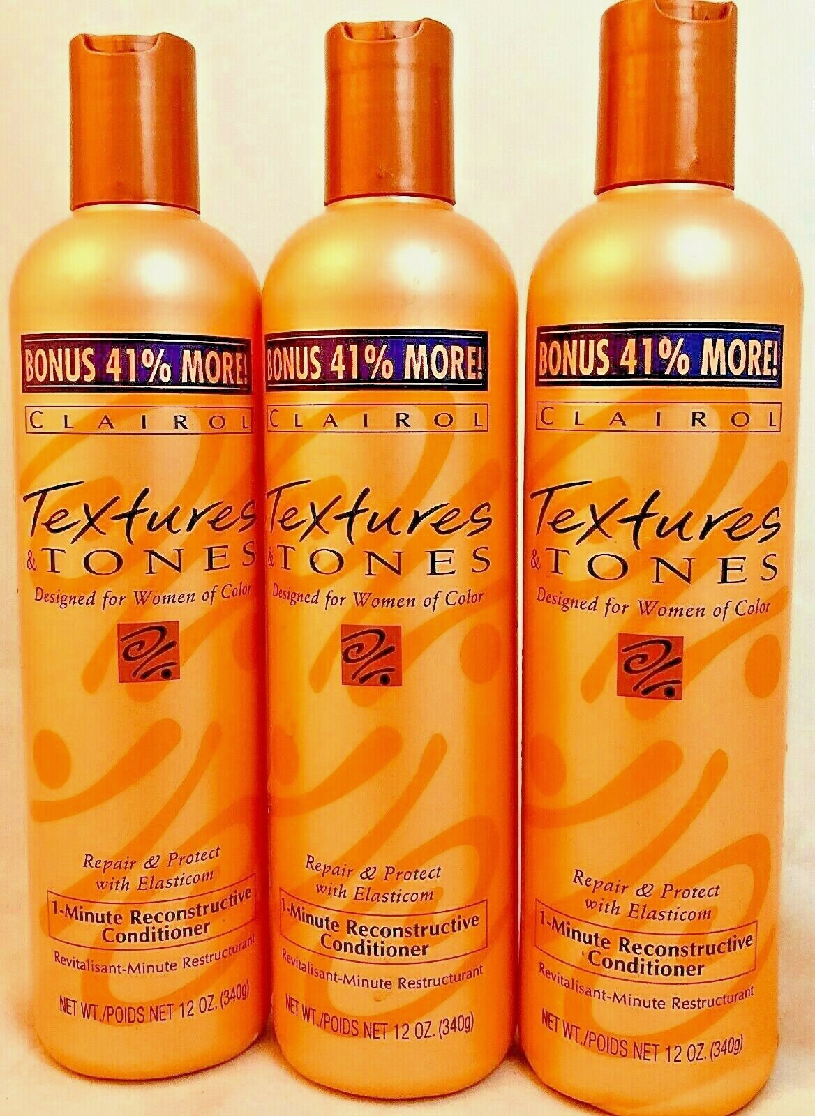 CLAIROL TEXTURE & TONES 1 MIN HAIR CONDITIONER/ RE-CONSTRUCTOR ( 3 X 12 .OZ )