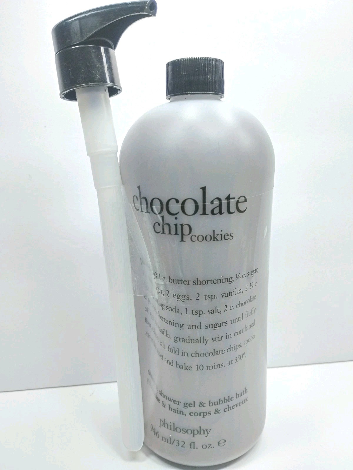 Philosophy Chocolate Chip Cookie Shampoo Shower Gel Bubble Bath 32 Oz W/Pump