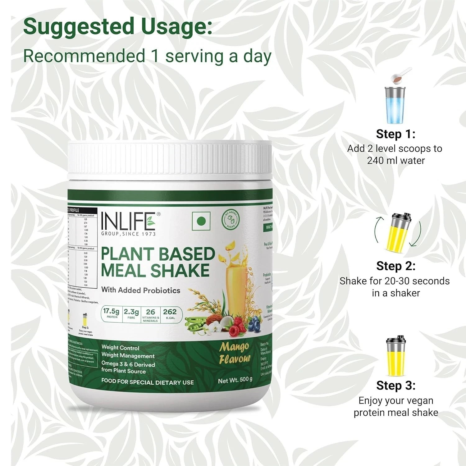 INLIFE Plant Based Meal Replacement Shake 500g (Mango)