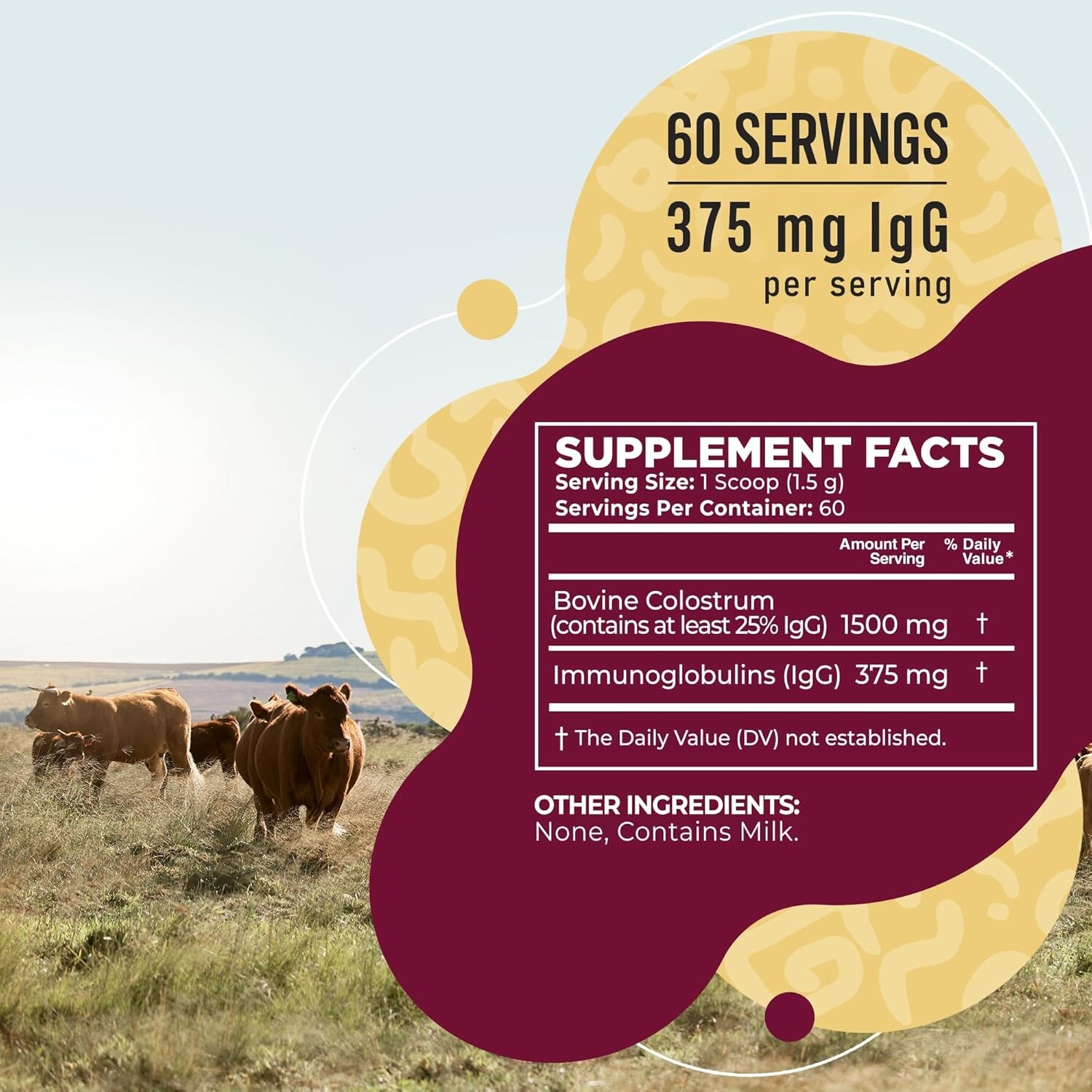 Bovine Colostrum Powder Highly Concentrated Pure Bovine 3.17 oz NEW
