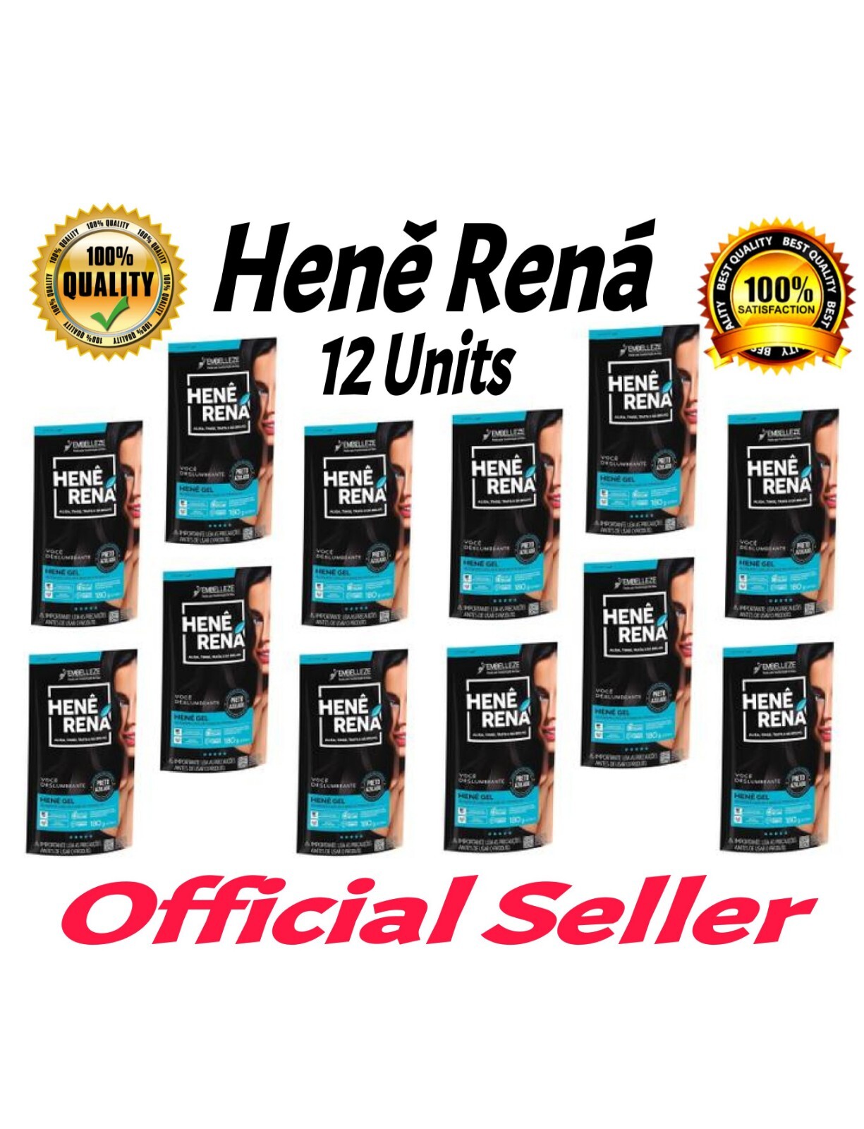 Embelleze Henê Rena Bluish Black Straightener Kit 12 Units of 180g Each
