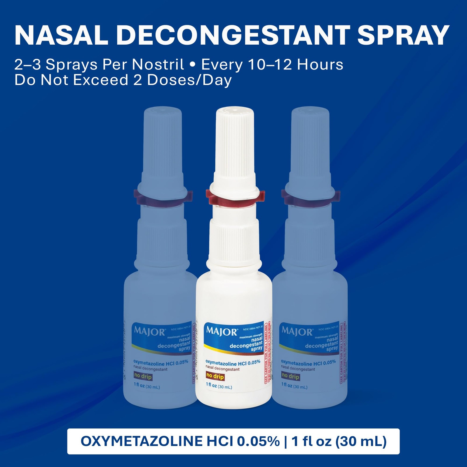 MAJOR Maximum Strength Nasal Decongestant 1 Fl Oz (Pack of 12), Colorless
