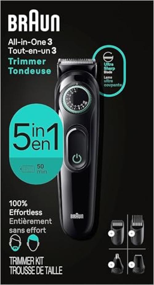 All-in-One Style Kit Series 3 3450, 5-in-1 Trimmer for Men with 6 Piece Set