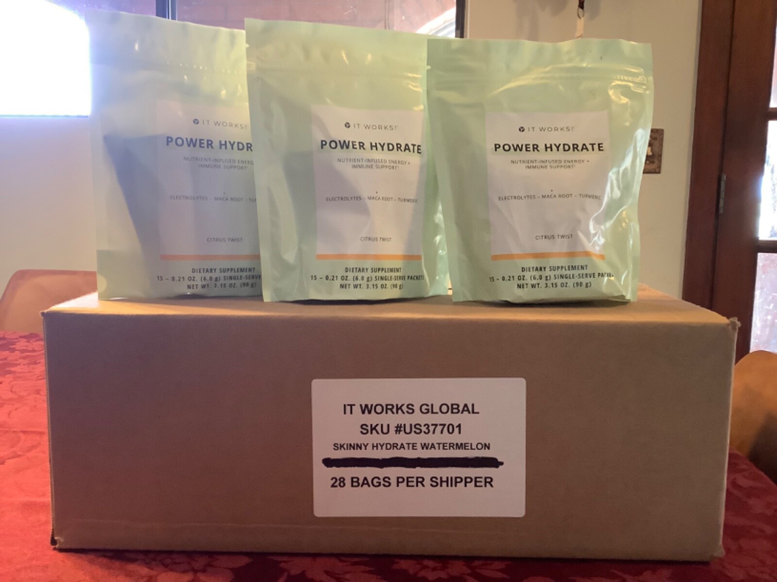 IT WORKS! Power Hydrate, CASE of 28 bags! ENERGY PLUS IMMUNE SUPPORT!