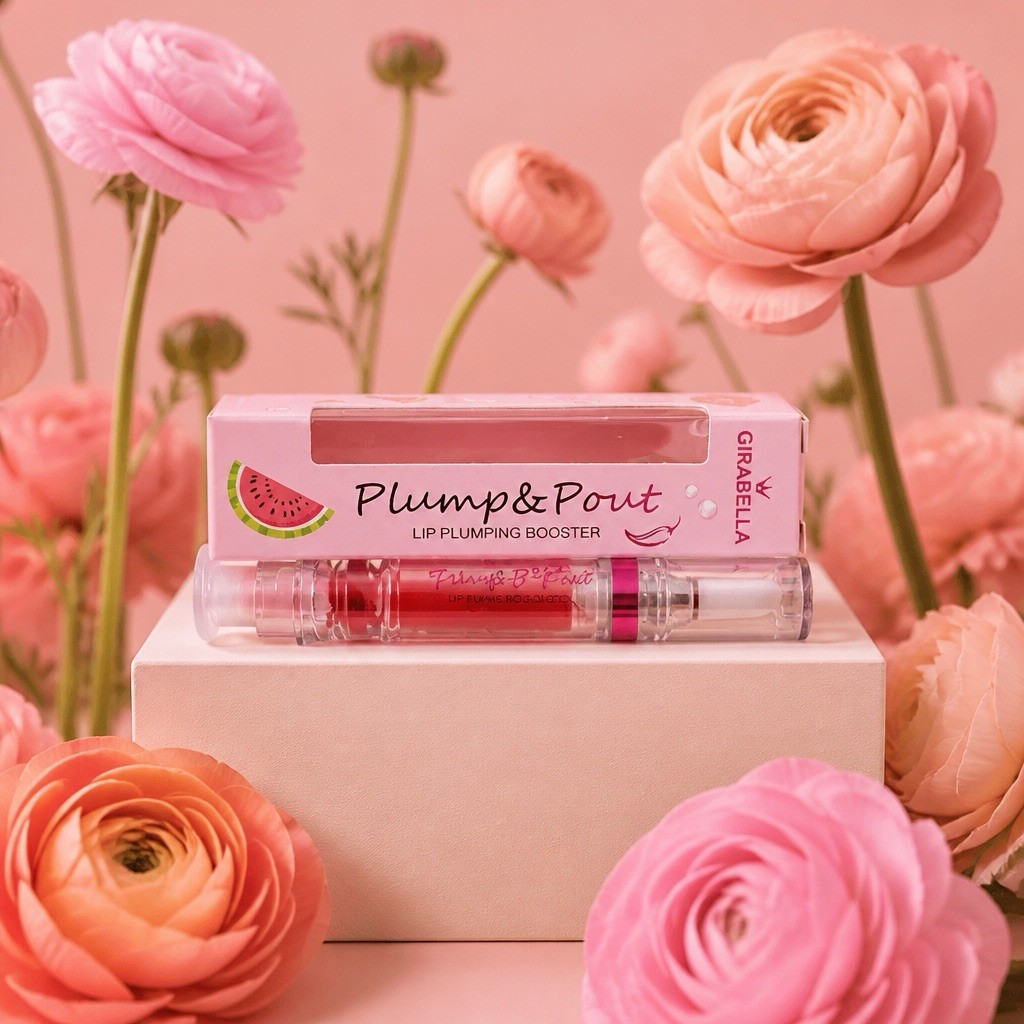 GIRABELLA Plump & Pout Liquid Lip Plumper Gloss Watermelon Pink 0.2 fl oz