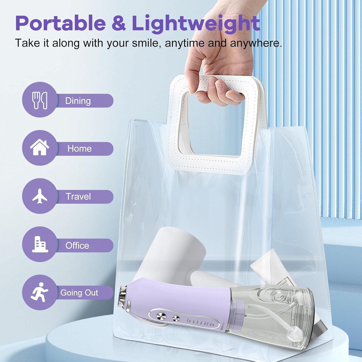H2ofloss Cordless Water Flosser 300ML Rechargeable IPX7 Lavender