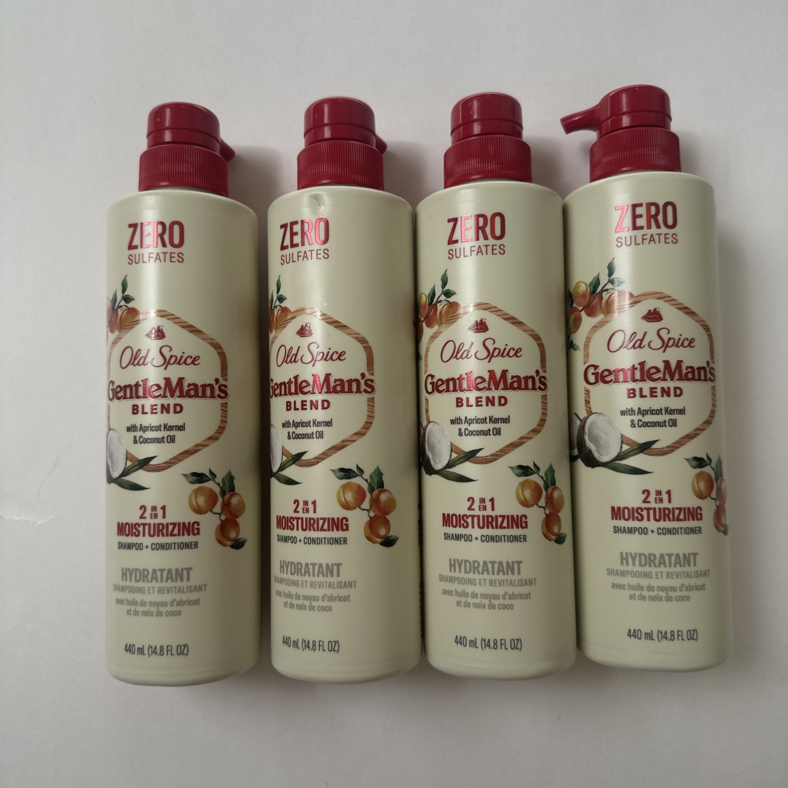 (4) Old Spice Apricot & Coconut Oil Moisturizing Shampoo + Conditioner 14.8 oz