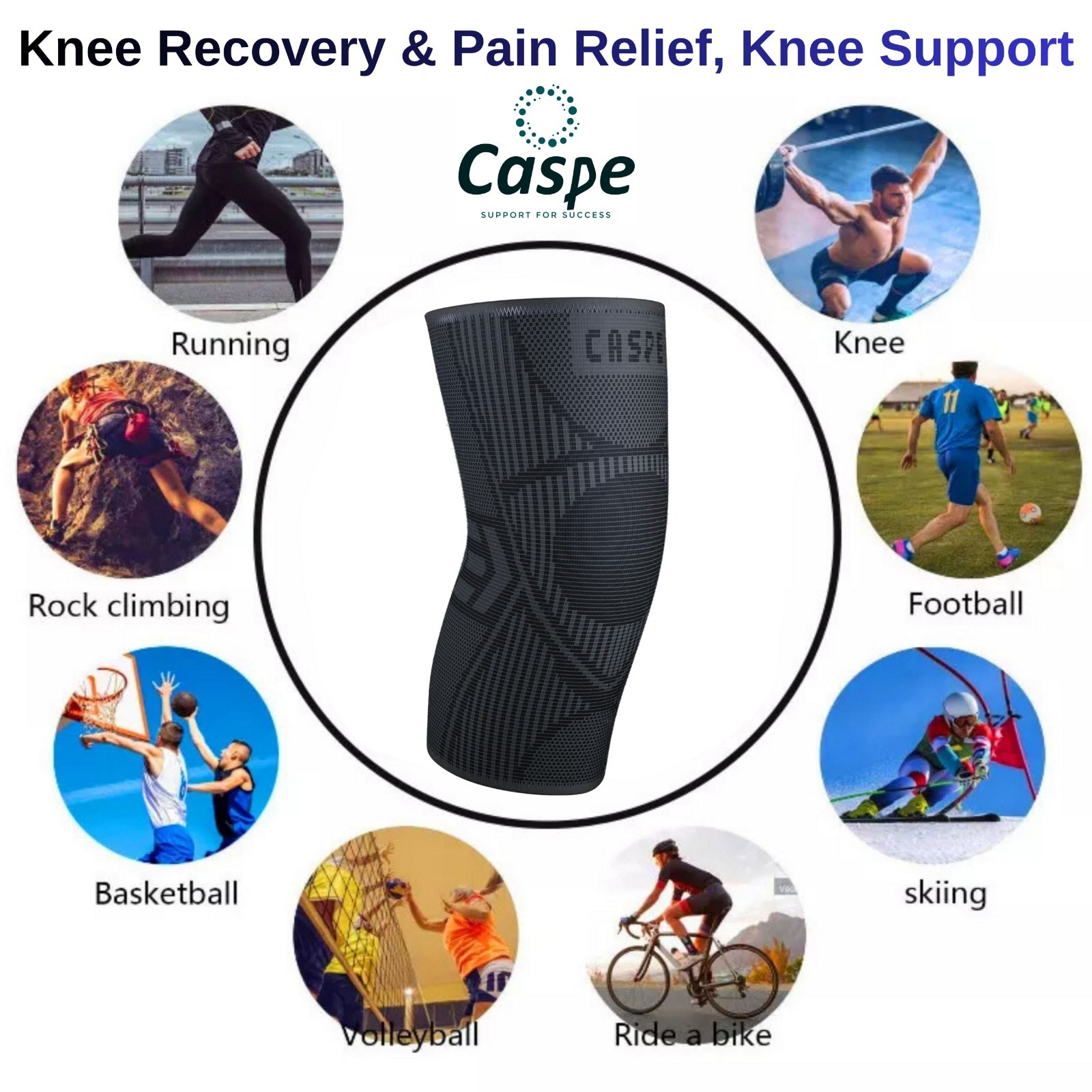 2X Knee Sleeve Compression Brace Knee Support Sport Joint Pain Arthritis Relief