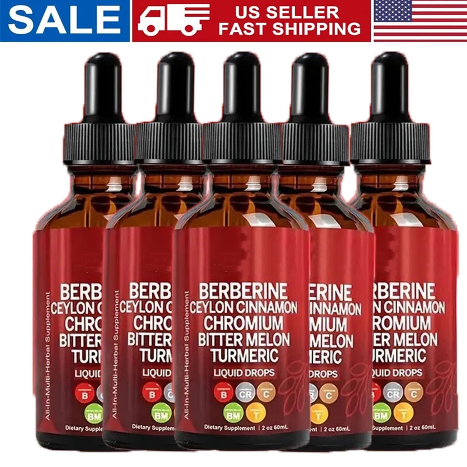 5/3PACK Clean Nutra Berberine with Ceylon Cinnamon Supplement Liquid Drops NEW
