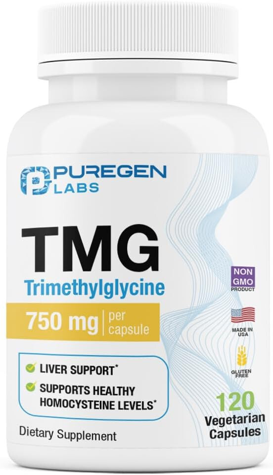Puregen Labs TMG 750 mg – [High Potency] Trimethylglycine Supplement 1 Pk