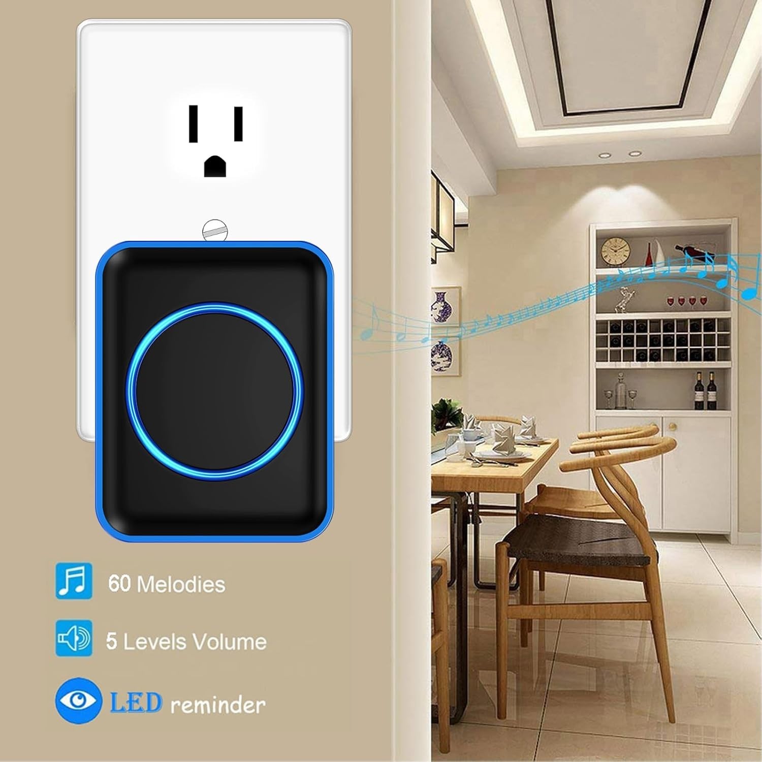 Wireless Caregiver Call Button, Touch Control, 1000 Ft Range for Independence