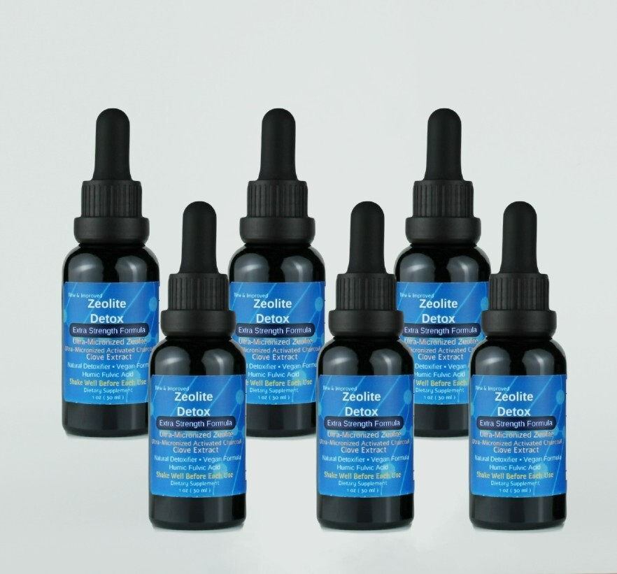 Extra Strength Liquified Zeolite x 6 Liquid Detox, Glass Bottle