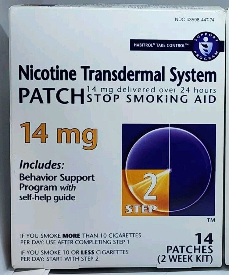Habitrol Nicotine Transdermal System Patch 14 MG Step 2 , 14 Patches Exp 07/2026