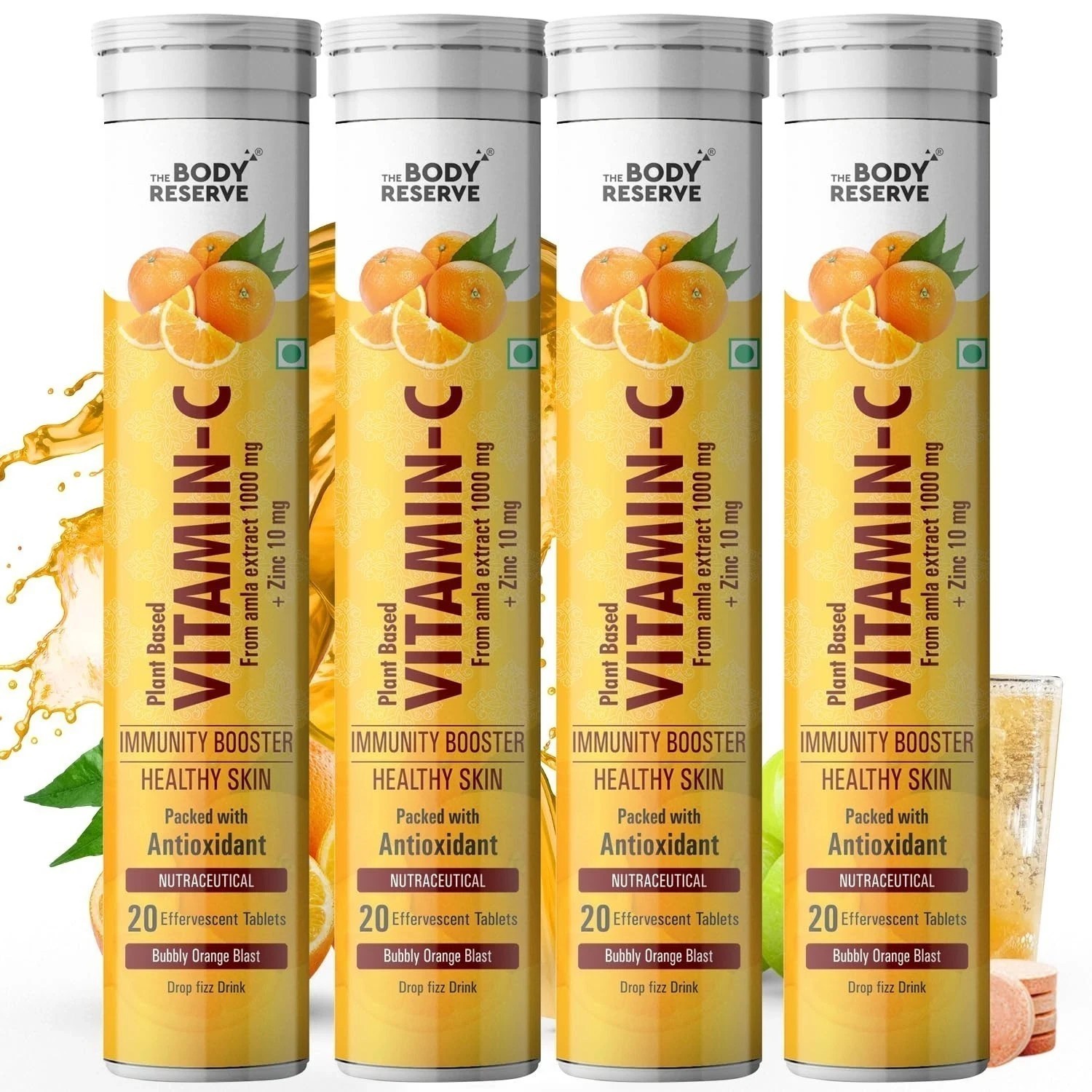 The Body Reserve Natural Vitamin C, Amla Extract With Zinc | Orange Flavour 80N