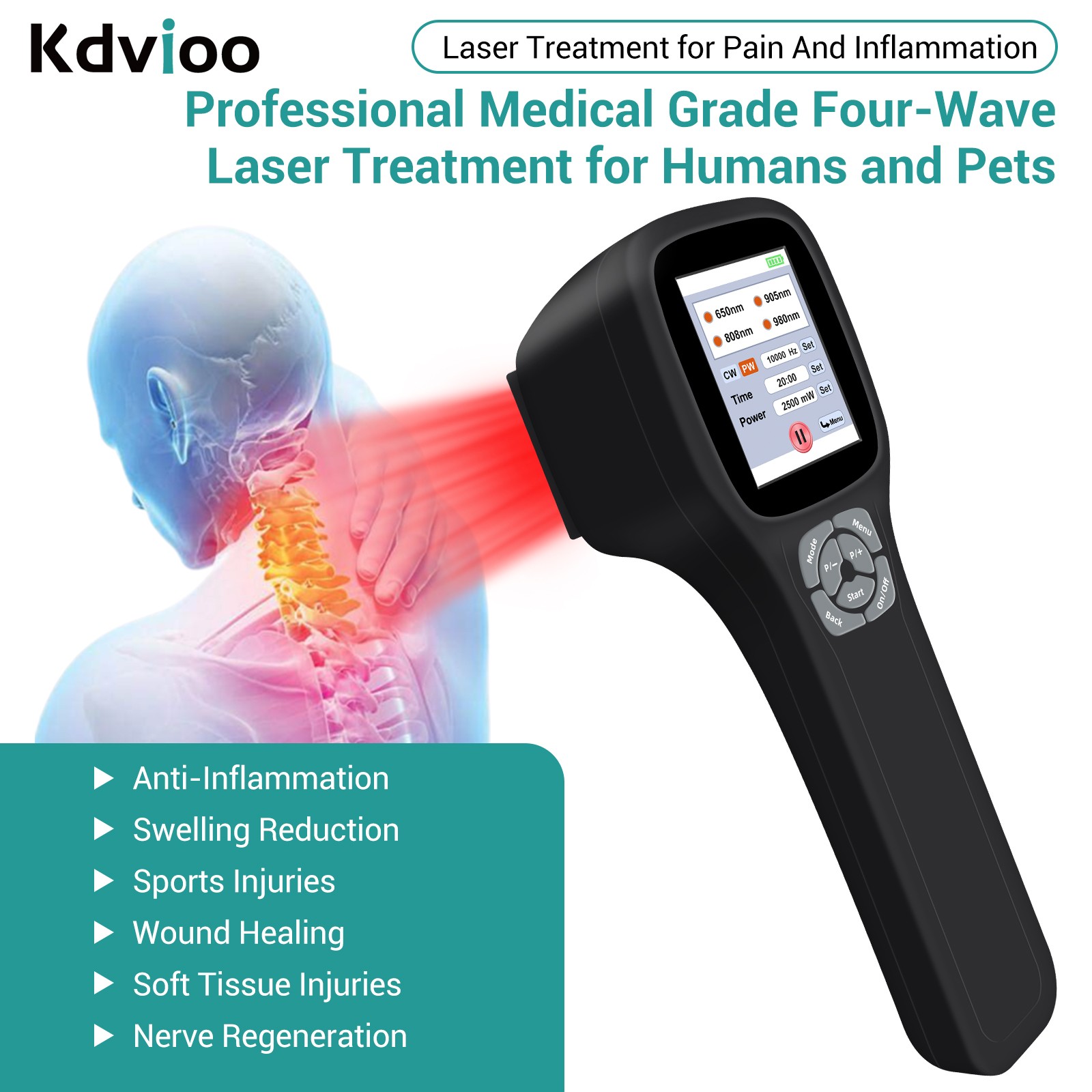 2500mW LLLT Cold Laser Therapy Machine for Sports Recovery & Muscle Relaxation