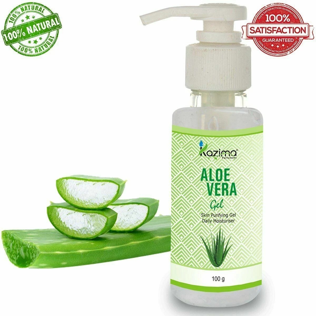 KAZIMA 100% Pure Natural Aloe Vera Gel Raw for Skin, Face,Hair, Moisturizer 100g