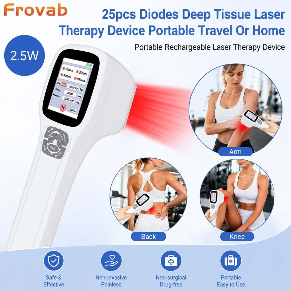 Handheld Red Light Therapy Device 2.5W 25 Diodes 650nm 808nm 905nm 980nm Laser