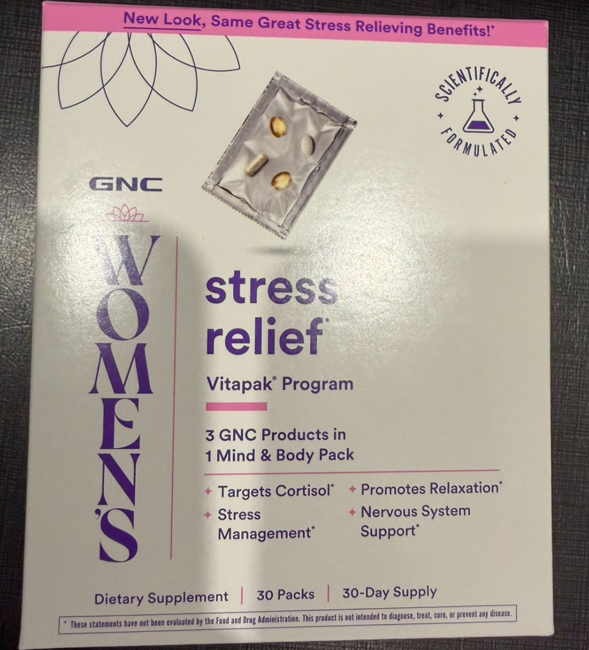 GNC Women’s Stress Relief Vitapak Cortisol Management, 30ct Ashwagandha Fish Oil