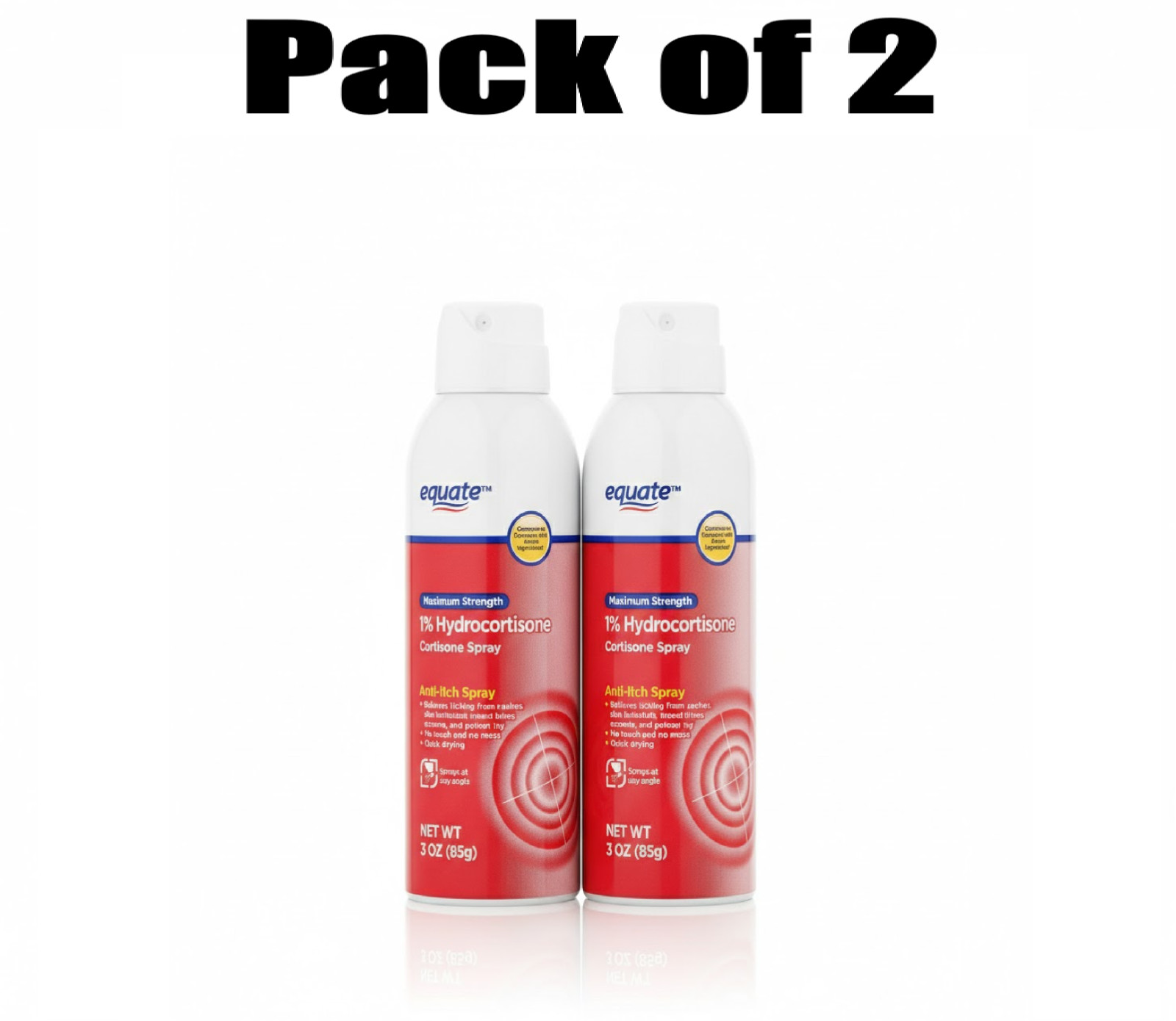 2 Pack Equate Maximum Strength Anti Itch Continuous Spray, 3.0 oz.