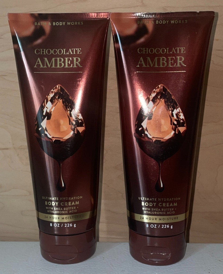 Bath & Body Works Chocolate Amber Body Cream X 2, 8oz Each