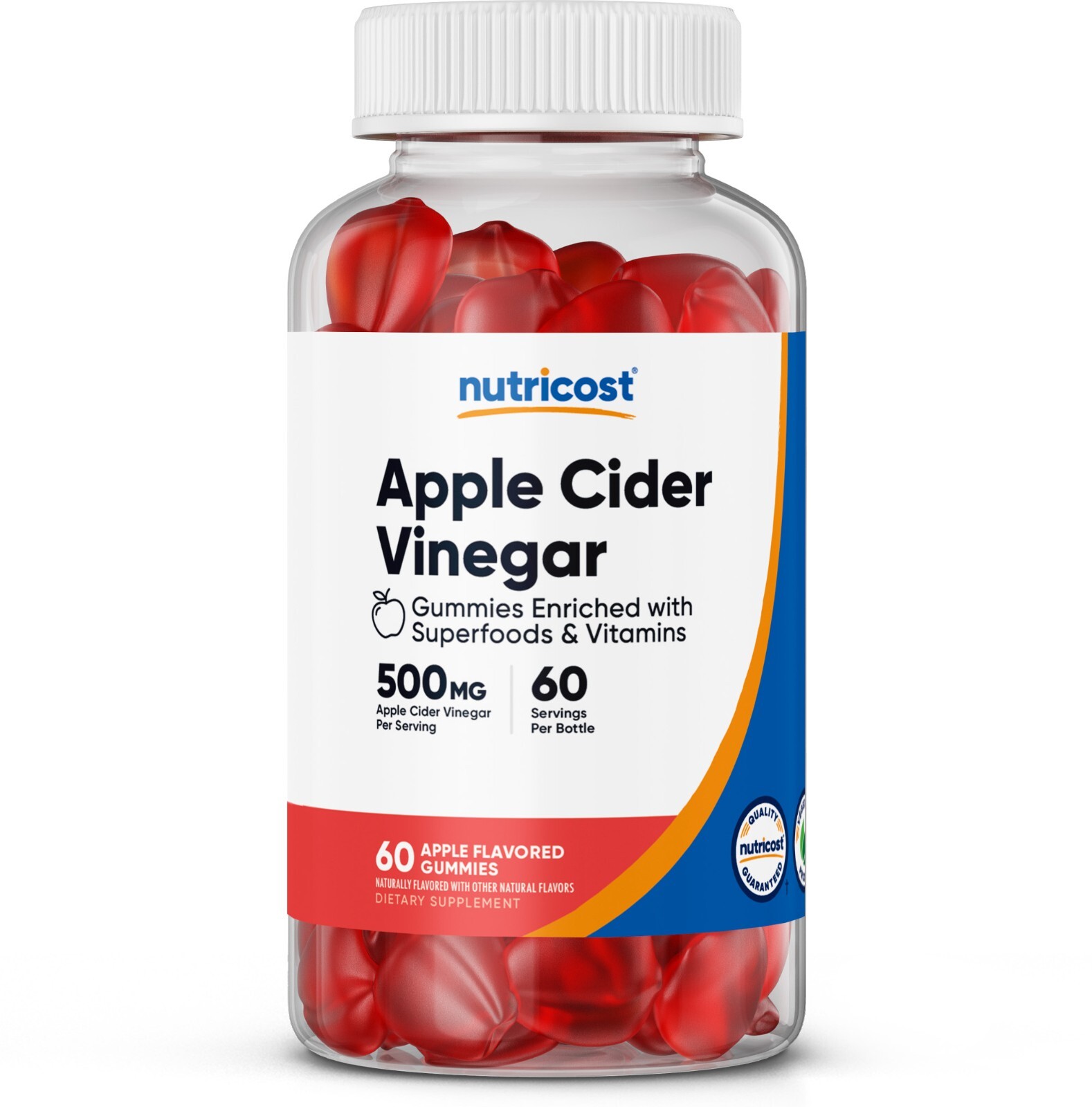 Nutricost Apple Cider Vinegar 500mg, 60 Gummies, Apple Flavored