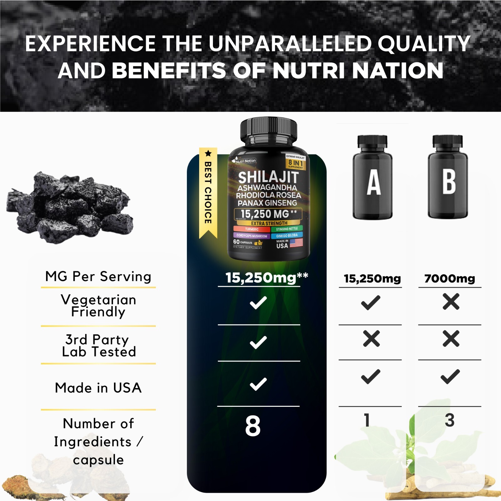 Dynamic Energy Boost Bundle – Sea Moss 7000mg,Black Seed Oil 4000mg/ Shilajit