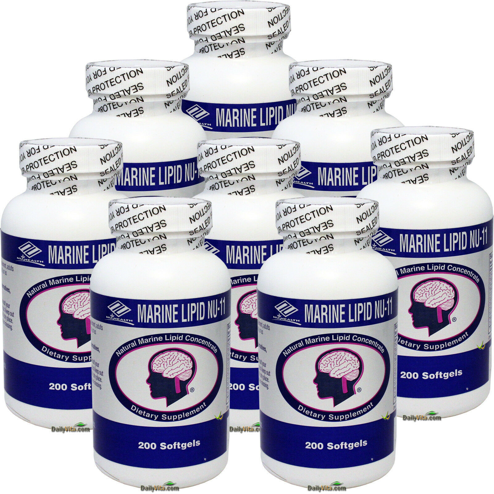 8 x NuHealth Marine Lipid Nu 11 Complex 200 Softgels Brain Health