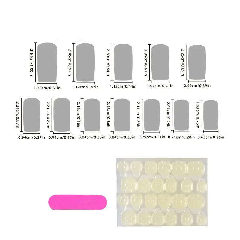 24pcs Square Press-On Nails, Medium Length, Starry Sky Design, Shiny