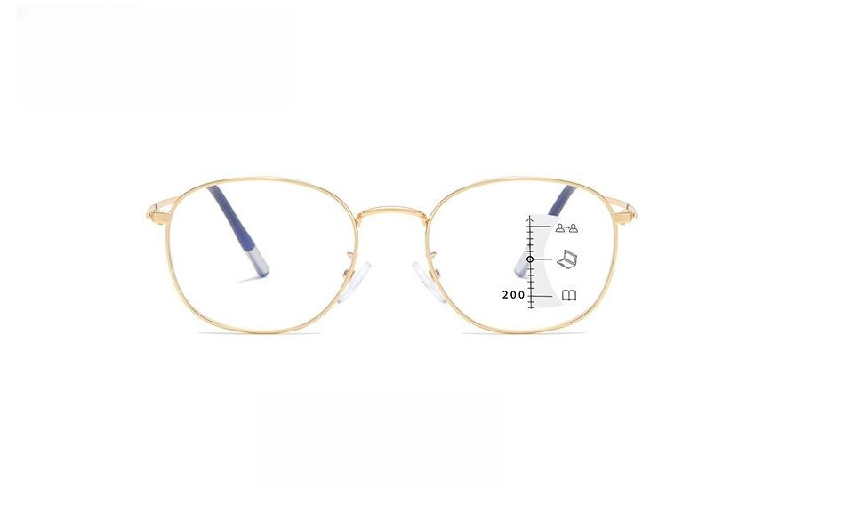 Progressive Multifocal Light Metal Full Frame Anti-Blue-Ray Reading Glasses
