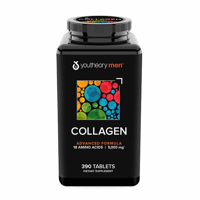 youtheory Mens Collagen Advanced Formula, 390 Tablets – Fresh! – Free Shipping!