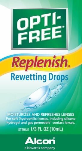 Alcon Opti Free Rewetting Drops Replenish Moisturize Refresh Lens Sterile 10ml