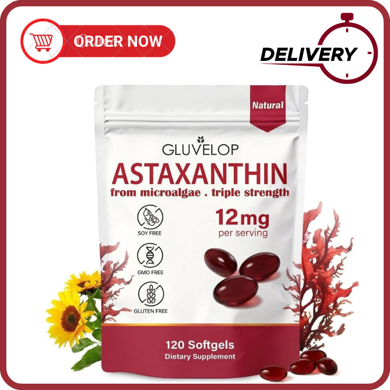 Astaxanthin 12mg 120 Softgels, 4 Month Supply,Triple Strength,Non-GMO,Eye Health