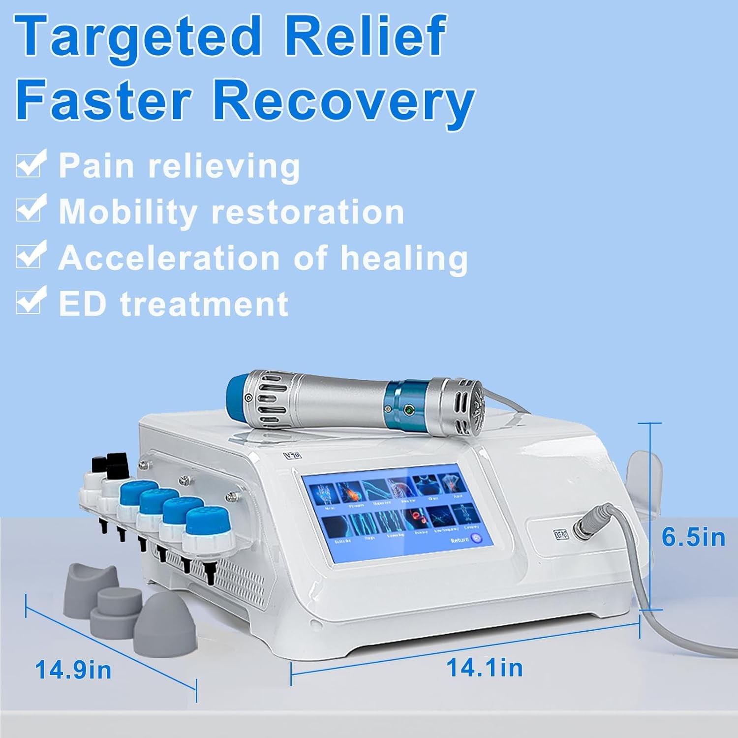 Touch Screen Focused Shockwave Therapy Machine 7 Heads ED Treatment Pain Relief