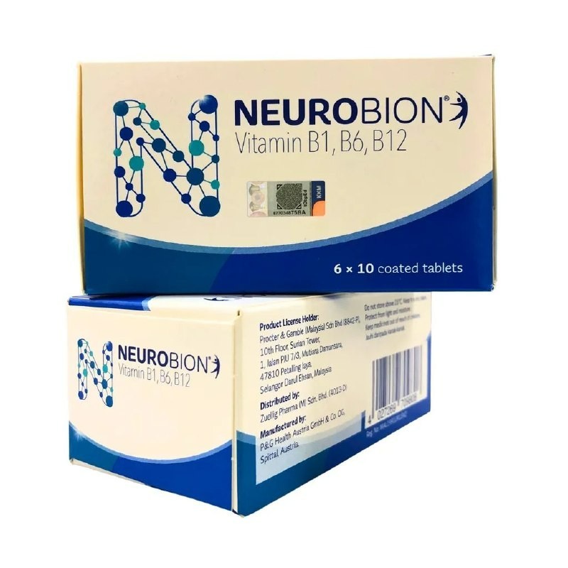 Neurobion Vitamin B1 B6 B12 60 Coated Tablets Nerve Health Supplement +FREE SHIP