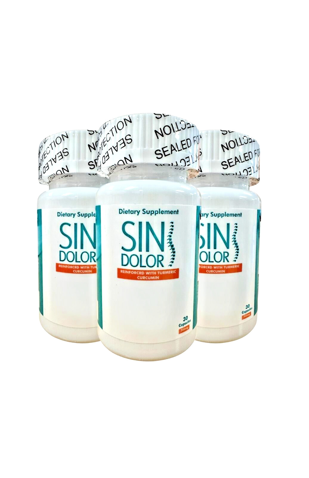 SIN DOLOR 3 BOTTLES 90 CAPSULES JOINT SUPPORT ANTIRHEUMATIC ANTIINFLAMMATORY