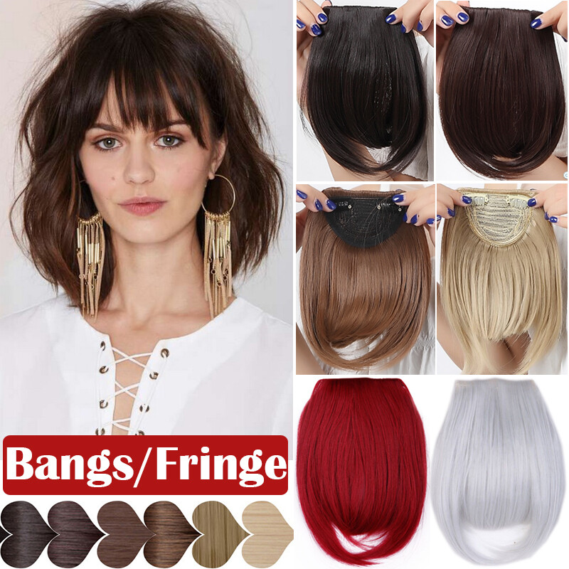 Thin Neat Bangs AS Remy Human Hair Extensions Clip in on Fringe Front Hairpiece