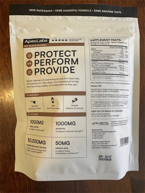New Apex Labs Muscle Defense Chocolate Flavor- 8.57 OZ – EXP 2027 （1-3 pack）