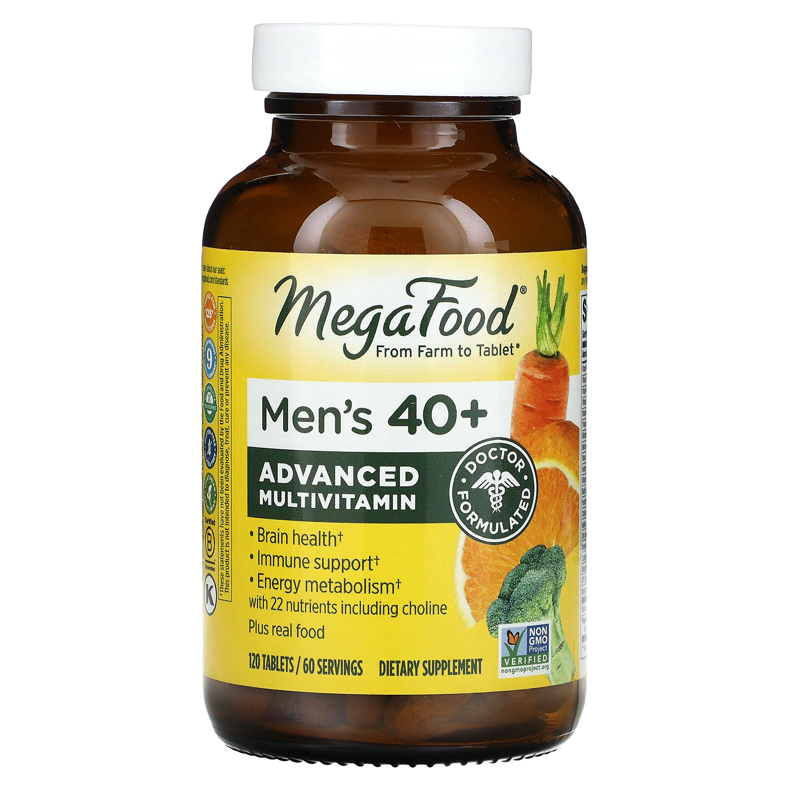 MegaFood Multi for Men 40 120 Tablets Dairy-Free, Gluten-Free, Kosher, NSF