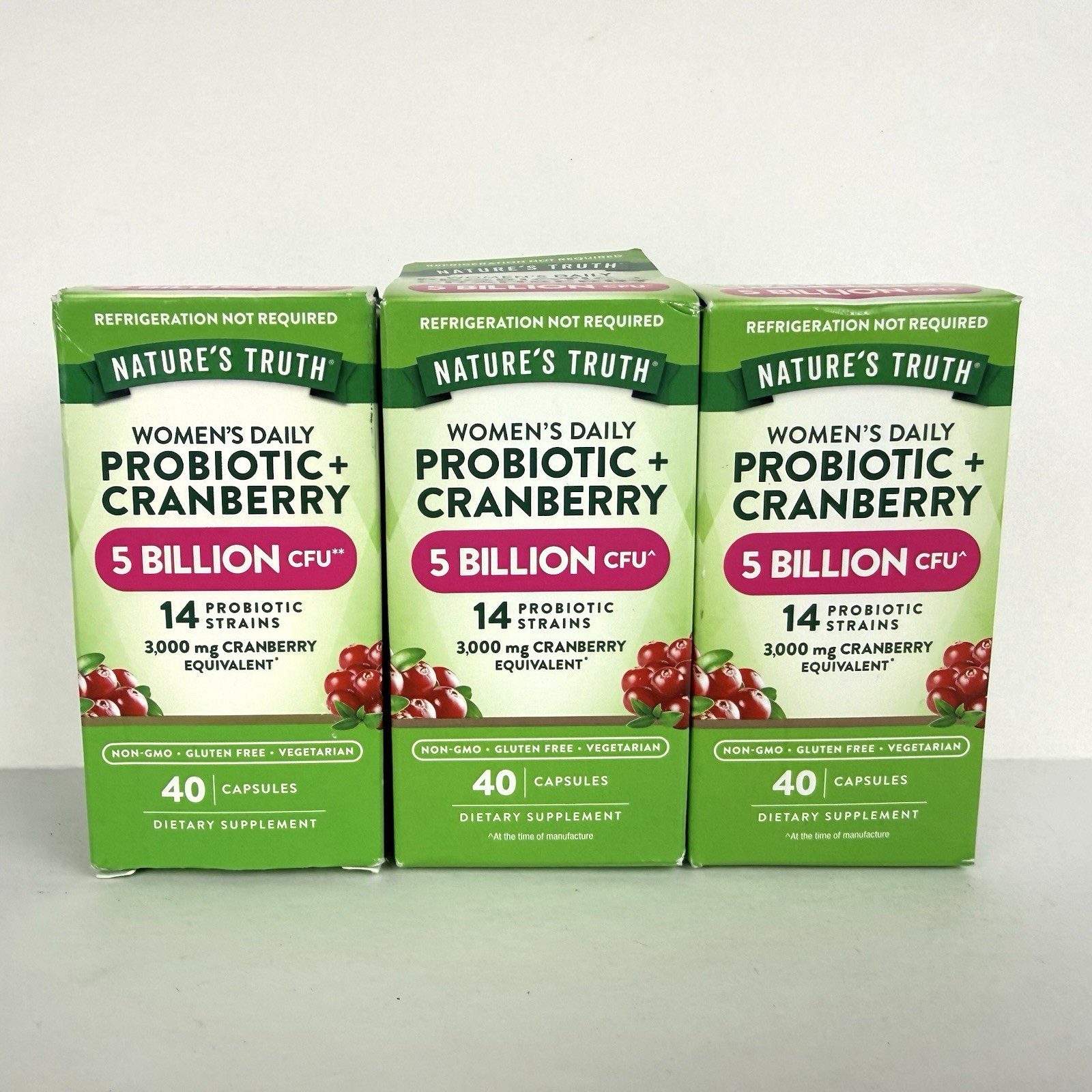 Natures Truth Womens Daily Probiotic + Cranberry 3 Bottles X 40 Capsules