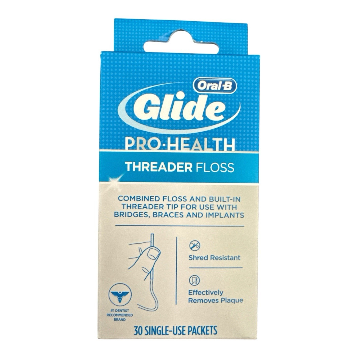 Oral-B Glide Pro-Health Threader Floss 30 Single Use Packets New Original