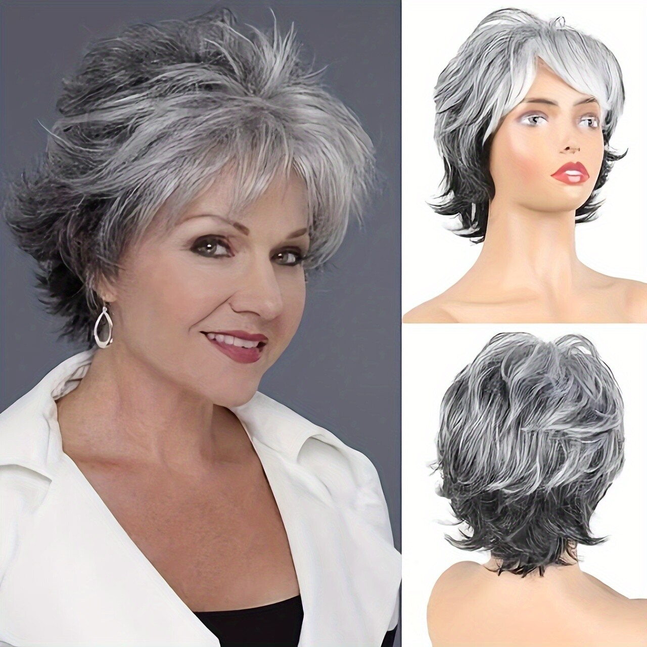 Elegant Short Curly Wigs for Women, High-Temperature Fiber, Body Wave Style