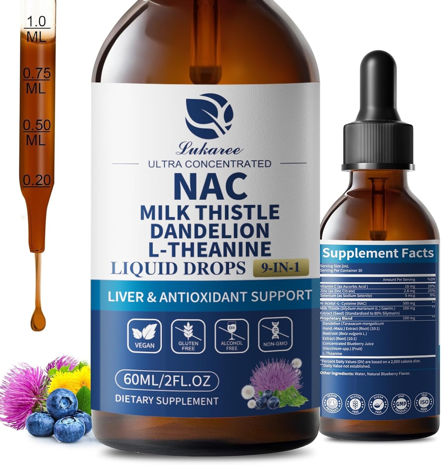Liposomal Liquid NAC Supplement N-Acetyl Cysteine Drops, N Acetyl Cysteine 500mg