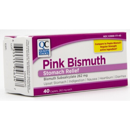 6 Pack Quality Choice Pink Bismuth Caplets 40 Count Each