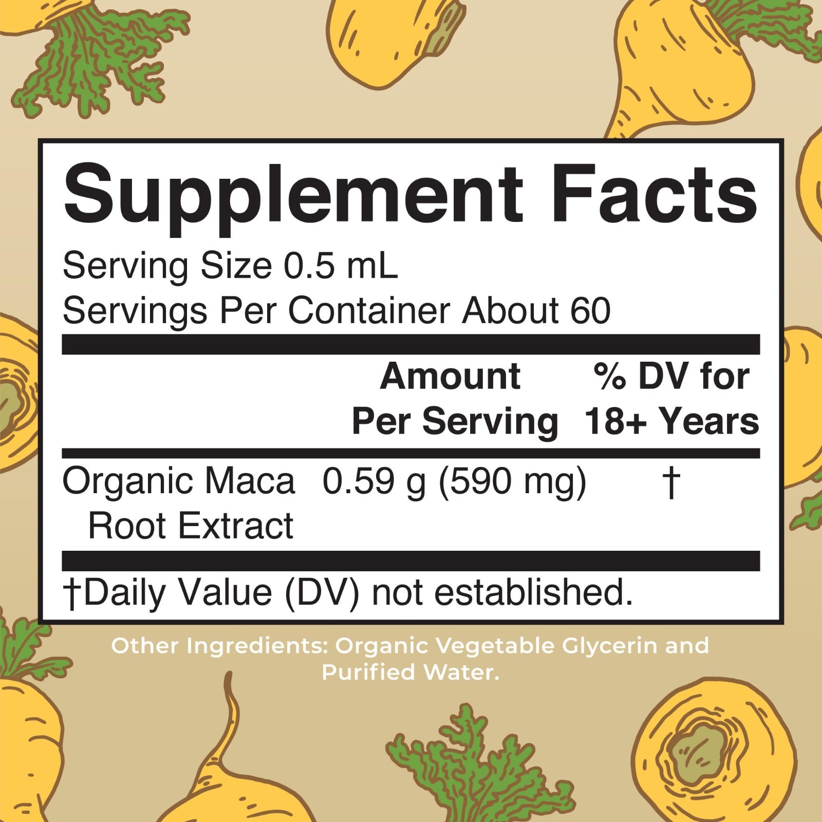 Organic Maca Root Liquid Drops – Vegan, Non-GMO, Gluten-Free, Alcohol-Free, 1 Fl