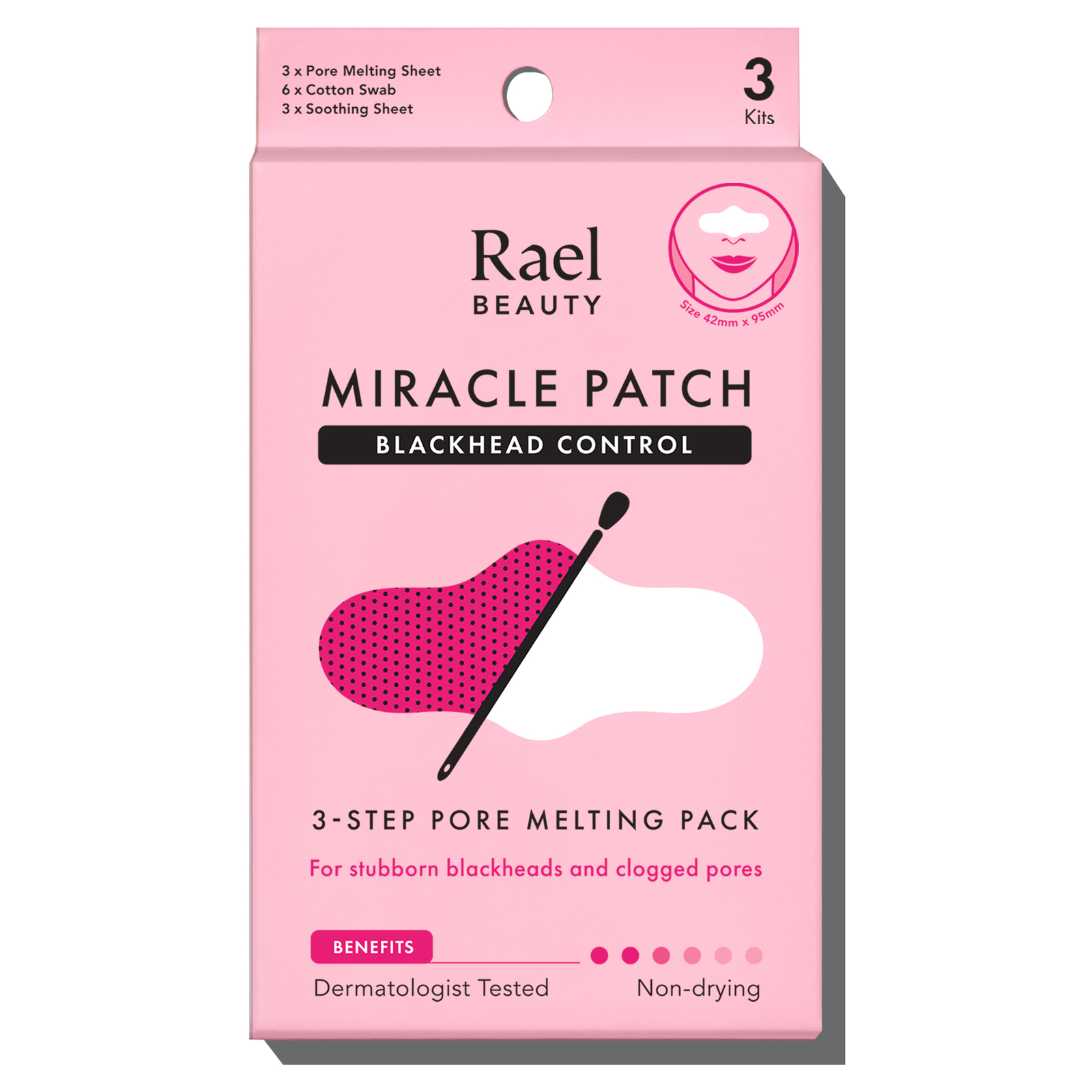 Rael Blackhead Remover, Miracle Patch – Pore & Nose Melting Sheet (3 Count)