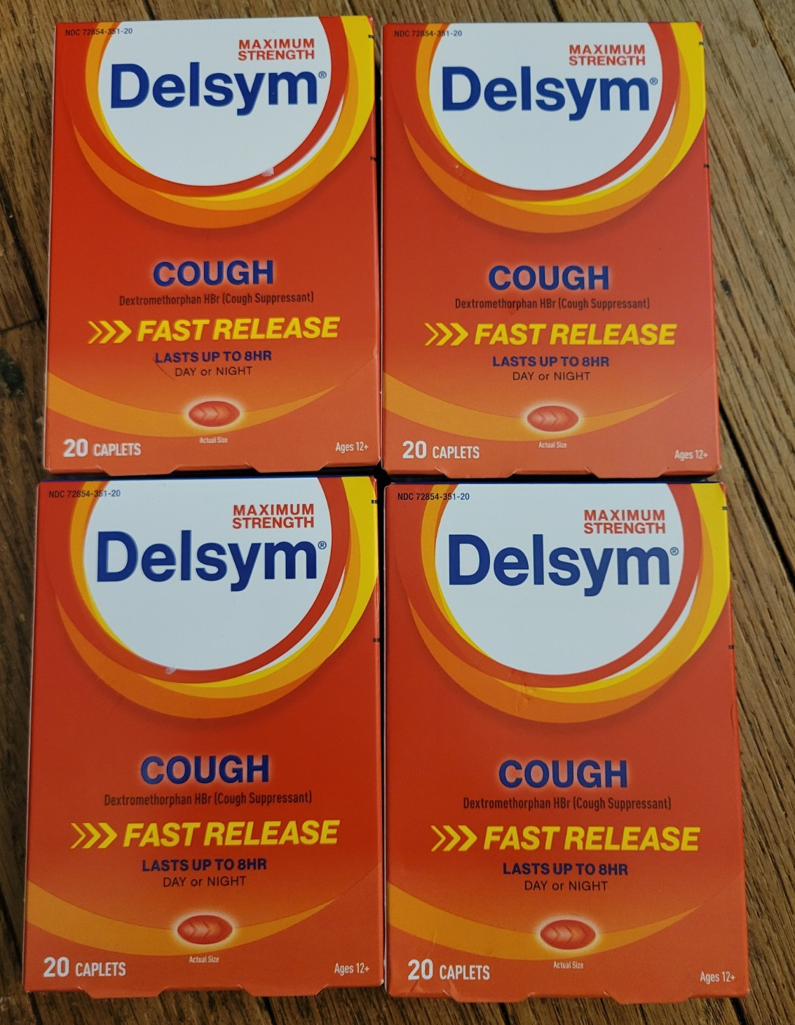 4x Delsym Cough Fast Release 20 Caplets in each Exp: 5/27 New & Sealed lot